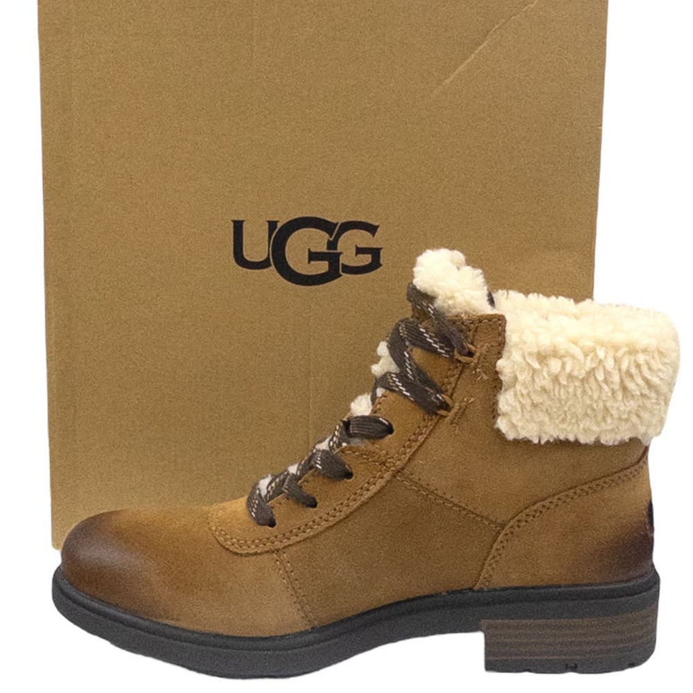 Authentic Ugg Harrison Cozy Lace Up Waterproof Boot Women's 7 Chestnut Brown